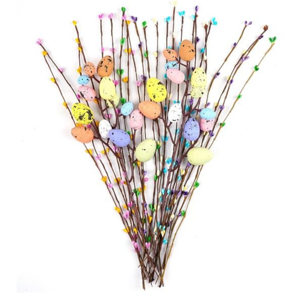 Artificial Easter Spray Vine with Pastel Easter Eggs and Berries- Decorative